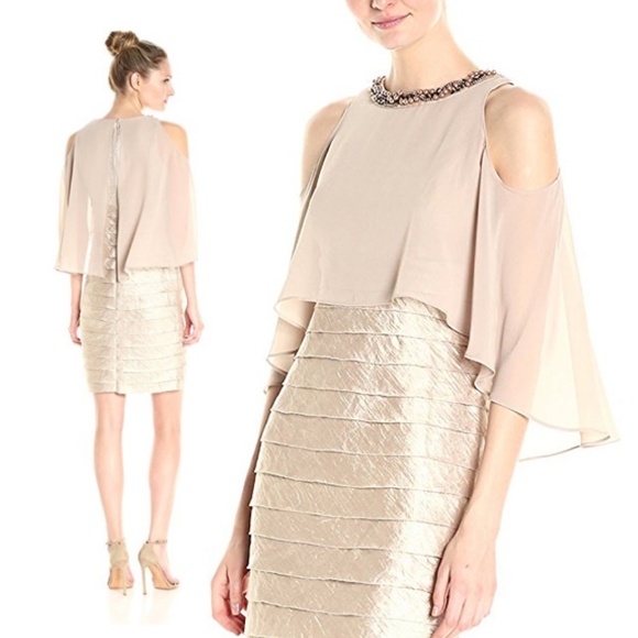 London Times Dresses & Skirts - London Times Cold Shoulder Sheath Shimmer Dress